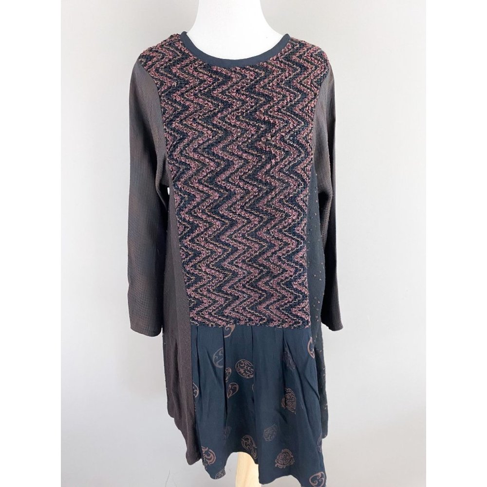 Vintage Donna Jessica Art To Wear Lagen Look Tunic Dress Mixed Textile Medium